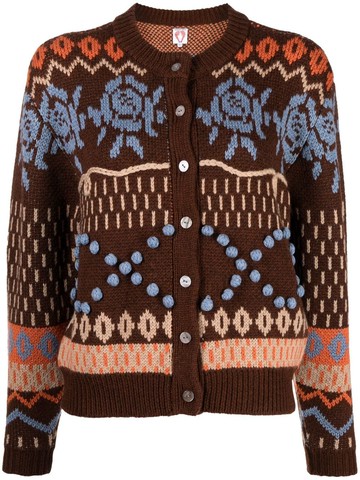 Shrimps - Steson round-neck cardigan - women - Wool - 10 - Brown