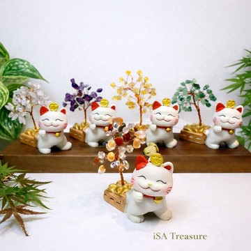 可愛招財貓貓水晶樹