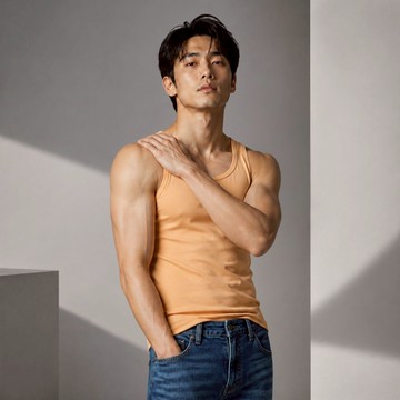 【MORINO】經典素色運動背心_桔色 MO5110型男 潮男 健身 男背心 布料舒適透氣，貼身不緊身 LUCAS聯名款