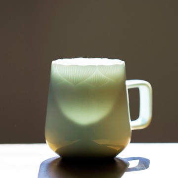 山水間蓮花景德鎮陶瓷手工馬克杯女男大容量水杯情侶杯中國風杯子