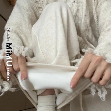 台灣熱銷🔥糯米褲子女秋冬季2025新款加絨寬鬆bf慵懶垂感直筒拖地休閒闊腿褲