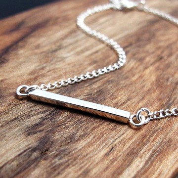 心的道路-幾何極簡長方手鍊-925純銀手鍊