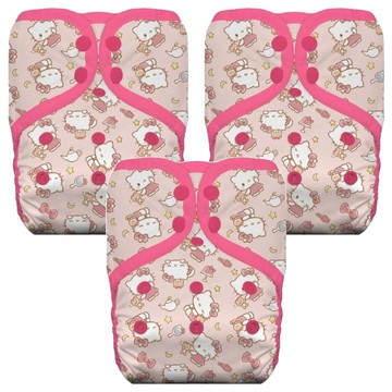 THiRSTiES 有機棉壓扣成長型口袋式布尿布 SANRIO聯名款 XL 18-27 kg  Hello Kitty 好眠寶寶 粉色  3件