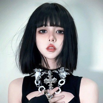 【甜酷漫畫劉海】假髮女 短髮假髮 波波頭假髮 全頭套式假髮 一刀切假髮 夏季透氣 自然逼真 髮際線仿真 整頂假髮套 免打理造型