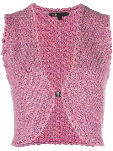 Maje - knitted cropped waistcoat - women - Polyester/Polyamide/Metallic Fibre/Viscose/Cotton - 1 - Pink