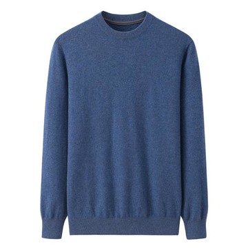 鄂爾多斯市產羊絨衫男士圓領商務休閑純色套頭長袖百搭毛衣K3888