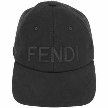 FENDI 芬迪 字母刺繡黑色斜紋帆布棒球帽