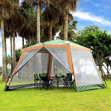 露營必備 戶外全自動天幕帳篷8-10人涼棚防雨加厚塗銀遮陽釣魚燒烤雨棚蚊帳