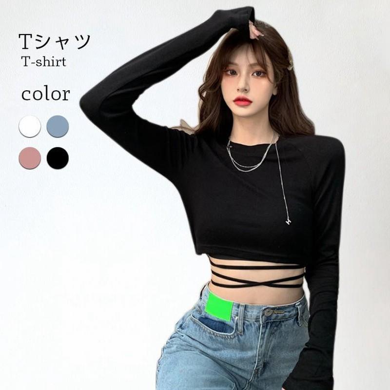 ショートtシャツ タイト レディース 春 夏 秋 長袖 キレイめ スッキリ リボン シンプル 通勤 トップス 春新作 通販 Lineポイント最大get Lineショッピング