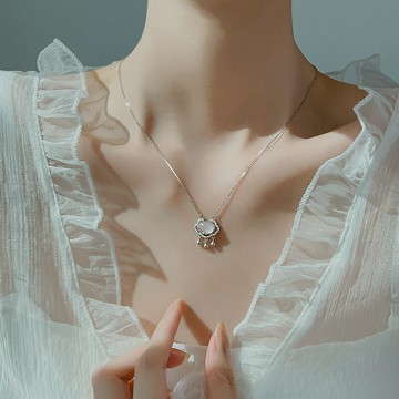 925純銀長命鎖項鏈女2021年新款潮如意平安鎖小眾鎖骨2022夏頸鏈