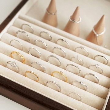 [全純銀.戒指] (新款)法式輕奢微鑽戒指/多款【UME】洗手可戴 全純銀戒指 S925純銀戒指 可調戒圍戒指