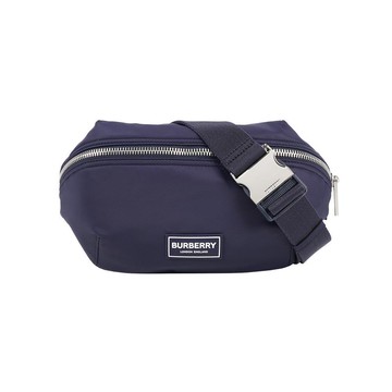 BURBERRY Talbot 白色方形標誌尼龍帆布腰包胸口包(海軍藍)