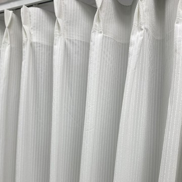 時尚直條日式打褶單層紗簾 100X165cm 米白
