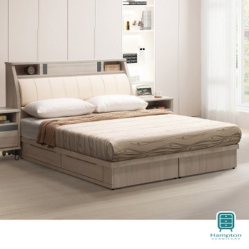 Hampton埃理克白橡木6尺雙人床組-183*218*105cm