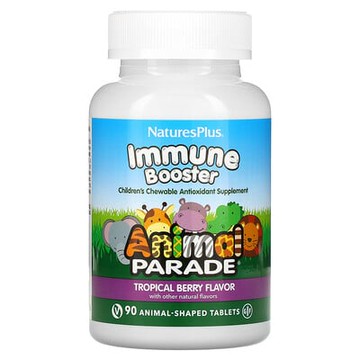 NaturesPlus, 生命之源，Animal Parade，兒童抵抗加強劑，天然熱帶漿果味，90顆動物糖