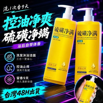 ⚡台灣48H出貨⚡(洗頭洗臉洗澡三合一)硫磺淨爽沐浴露 爽膚沐浴液 體香皂 沐浴露 滋潤控油 防寒淨膚 硫磺淨螨爽膚香氛