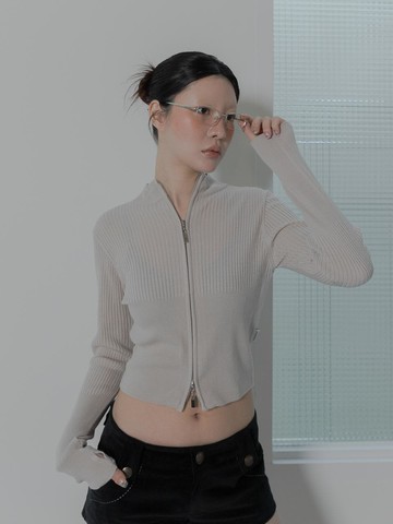 Zip Up Knitwear_Beige