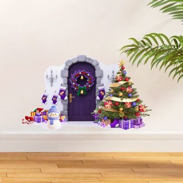 【MR.ZAKKA】創意壁貼-聖誕節主題 浪漫紫色聖誕小門 節慶布置 DIY可移式壁貼 無痕壁貼 牆貼