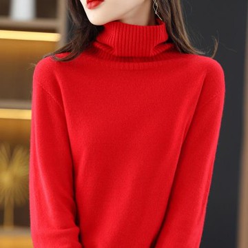 高翻領金銀絲毛衣針織套頭羊絨衫