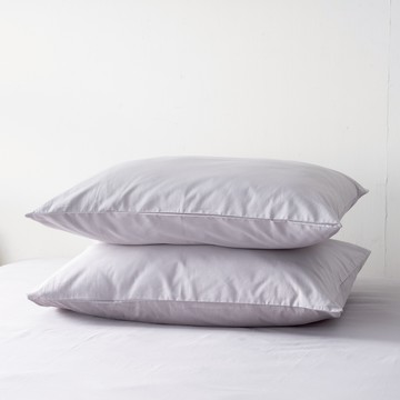 100%純棉素色枕套 2入 銀灰