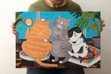 悄悄走進你心裡 ( 貓咪愛漂亮 ) _數位微噴 / 複製畫