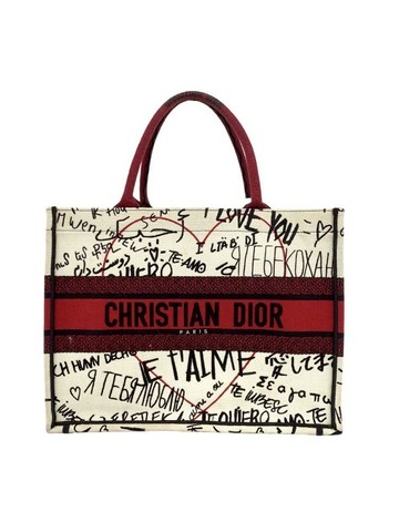 dior 白色 Book Tote 拼色帆布托特包 手提包