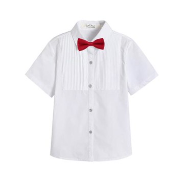 兒童長袖白襯衫男童秋冬純棉白色襯衣中大童小學生校服表演出服裝