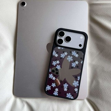 簡約花花適用蘋果17手機殼iPhone16promax鏡面15/14電鍍13/12女11