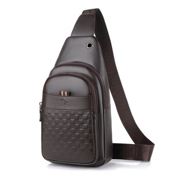 男士多功能胸包軟皮感時尚休閑單肩斜挎包2024新款Ins胸前小背包