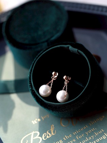 s925純銀復古鏈條珍珠耳環女韓國耳釘氣質甜美耳飾新款潮耳扣1入
