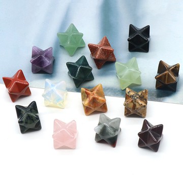 KS--1444-Merkaba無孔卡巴星 -水晶瑪瑙石頭梅爾卡巴大衛星六芒星