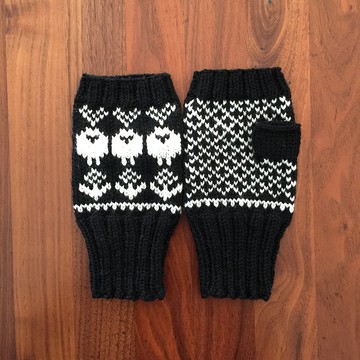 綿羊暖手器黑x白