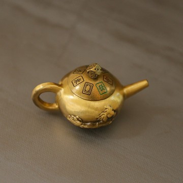 雀神 純銅小茶壺招財小擺件