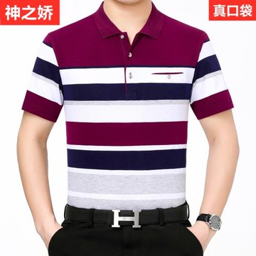 中年男士短袖t恤棉質2021夏新款翻領半袖polo衫大碼寬松爸爸夏裝