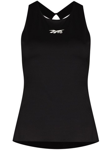 Reebok x Victoria Beckham - logo-print performance top - women - Recycled Polyester/Elastane - L - Black
