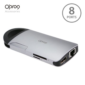 Opro9 USB-C 8埠帶線多功能轉接器