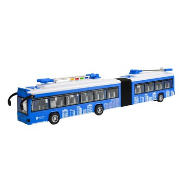 BAOLE STAR TOYS 寶樂星 會說故事的電車雙節巴士公車 摩輪推動/車門可開/燈光音效/音樂 5895  46.7 x 6.5 x 9.2cm  藍色  1個