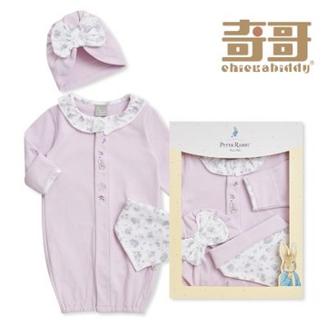 奇哥 比得兔 柔紫花語妙妙裝禮盒/連身衣3件組禮盒(妙妙裝+帽子+圍兜)