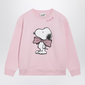 Pink cotton-blend sweatshirt with Snoopy print
