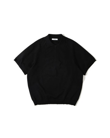 WISDOM® HALF ZIP KNIT POLO SHIRT / BLACK