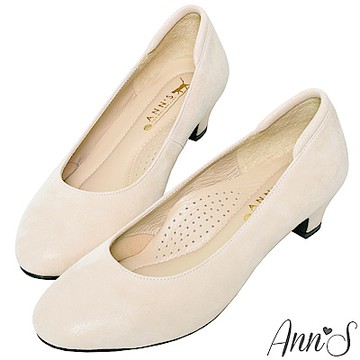 Ann’S細點羊絨真皮低跟圓頭包鞋-米(版型偏小)