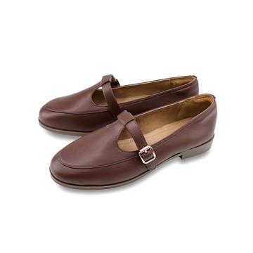 (限時⬊5折)GREEN PINE復古插釦平底瑪莉珍鞋 棕色 (00323802)