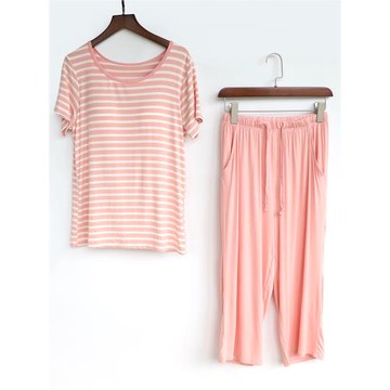 帶bra睡衣女秋夏季內帶胸墊可外穿防凸點兩件套薄款莫代爾起居服