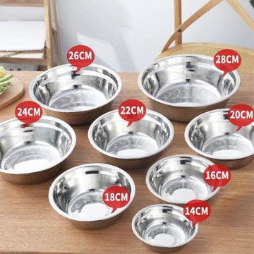 【3個裝】食品級湯盆 家用廚房加厚湯碗 不銹鋼盆食堂碗飯碗大304