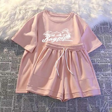 雨菲|免運 時尚套裝 大尺碼 兩件套 套裝 女裝 上衣 休閒運動服套裝女夏寬鬆減齡顯瘦大碼中長款短袖短褲跑步兩件 大尺碼