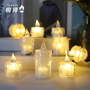 小茶蠟水晶燈led電子蠟燭燈 透明流淚帶發光紙創意 生日 布置擺[PP0506055]