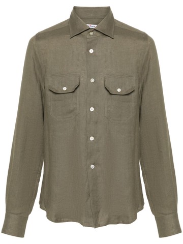 Kiton - classic-collar linen shirt - men - Linen/Flax - S - Green