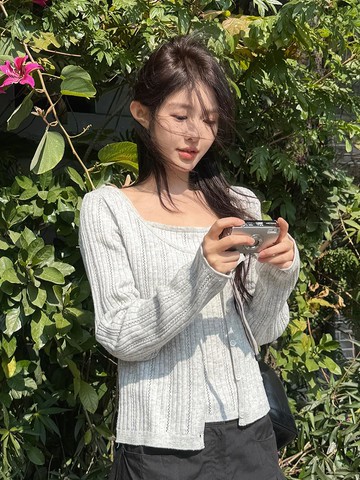 FIVE Punching Layered Tank Top Cardigan