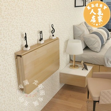 折疊壁掛桌 固定在牆上的折疊小桌子雙支撐連壁掛靠實木電腦書桌收納家用伸縮