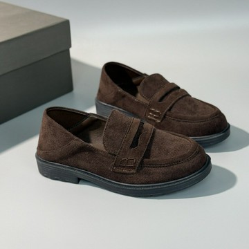 女童樂福鞋春秋新款英倫老錢學院風棕色復古單鞋壹腳蹬兒童jk皮鞋鑫弘-萌寶童裝可開發票